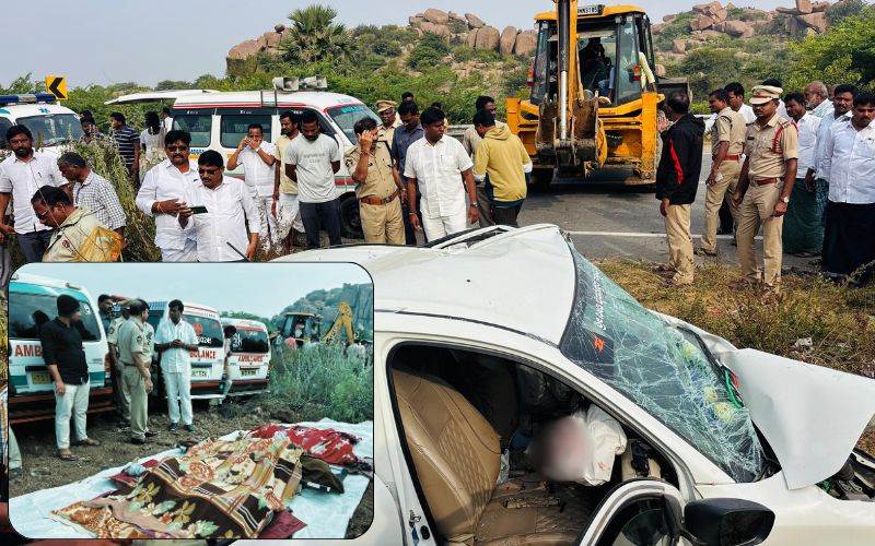  آندھراپردیش: کرنول میں سڑک حادثہ، دو بچوں سمیت ایک خاندان کے 5افراد کی موت